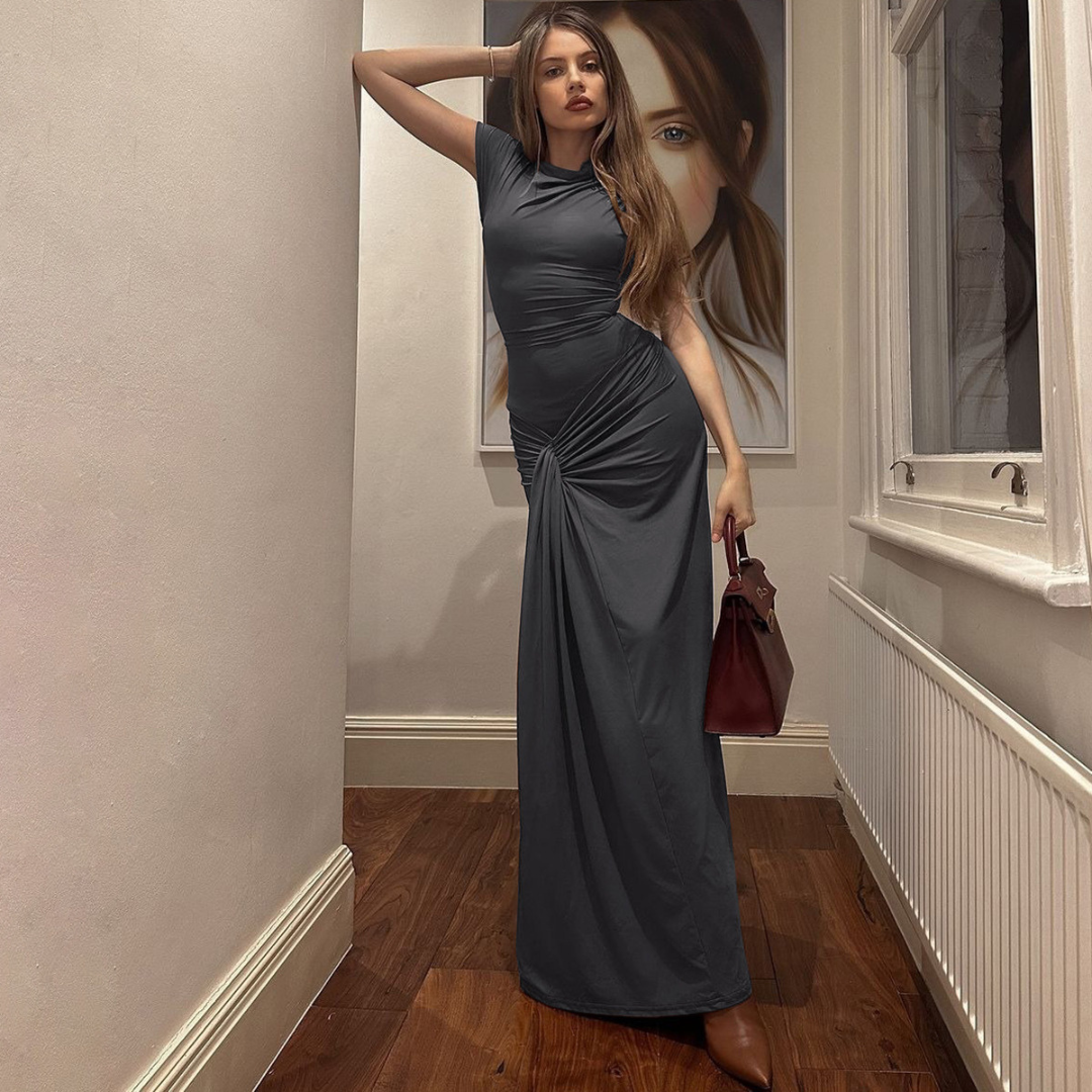 JARA™ - Elegant Ruched Bodycon Wrap Maxi Dress